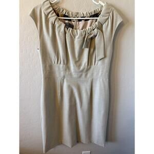 Donna Ricco New York Dress Womens 12 Beige Cocktail Ruffled Bow Elegant Party